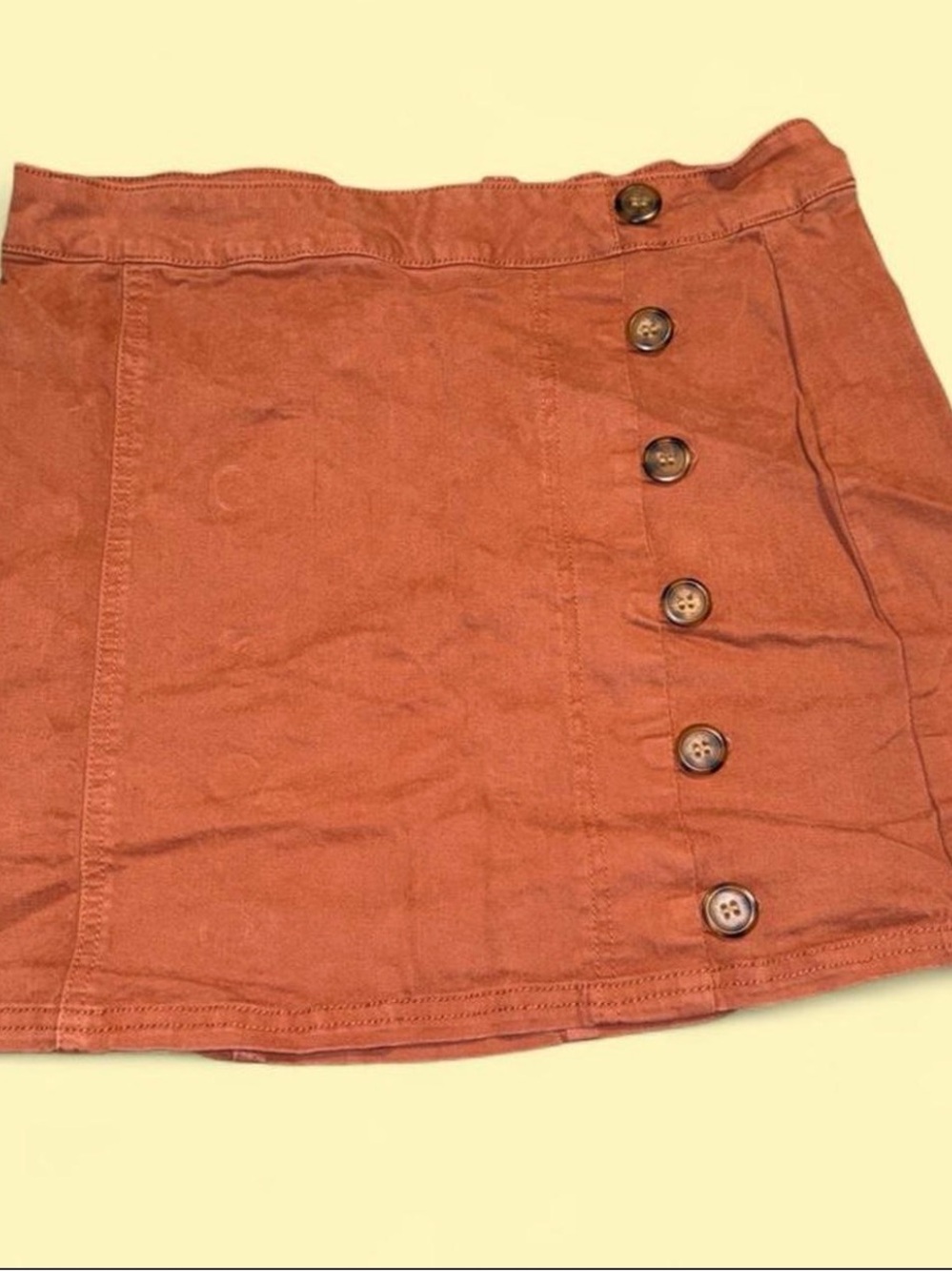 Sky and Sparrow Rust Button-Front Mini Skirt